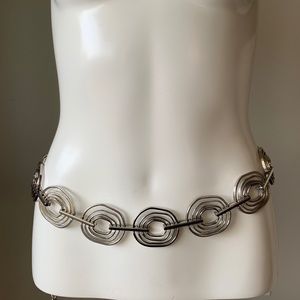 SOLD - Chico's Silver Tone Geometric Circle Chain Belt